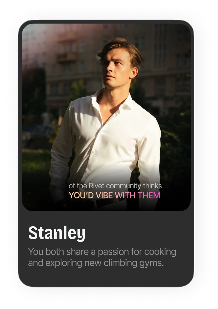 Stanley, introduced: you both share a passion for cooking and exploring new climbing gyms
