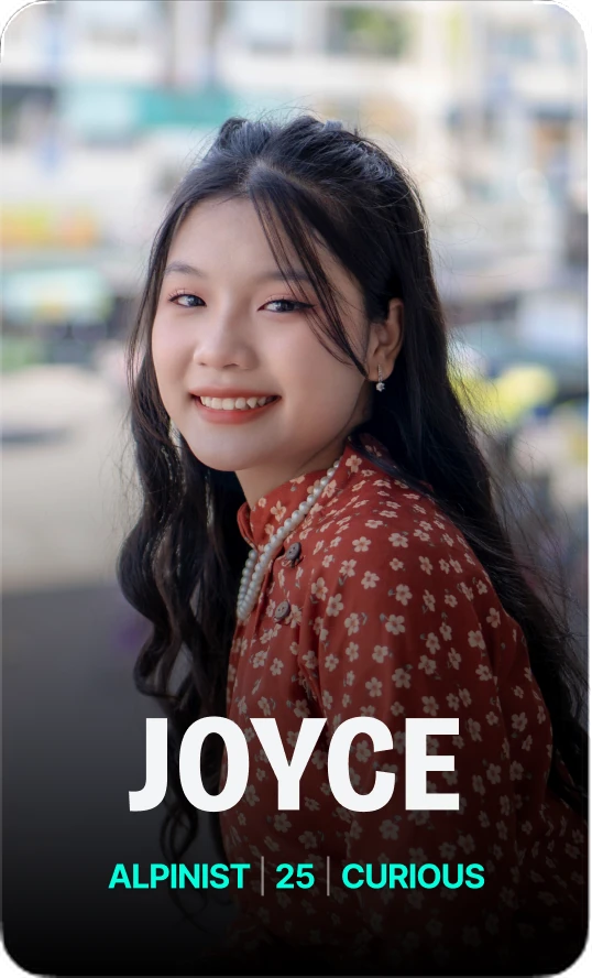 Joyce, a Rivet matcher: alpinist, 25, curious
