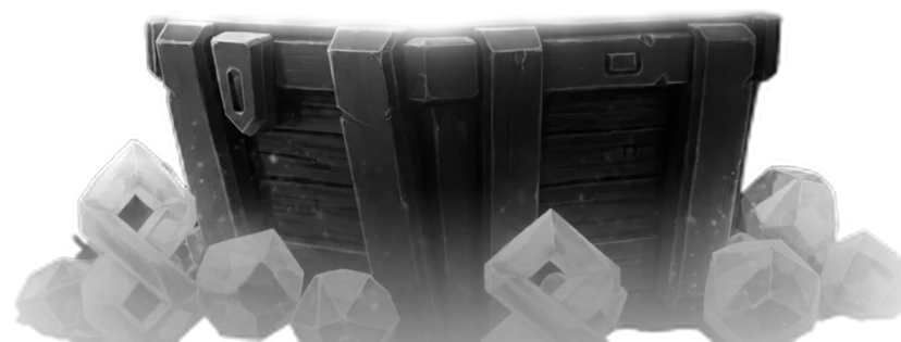 An open treasure chest among crystals